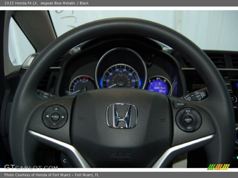 Aegean Blue Metallic / Black 2015 Honda Fit LX