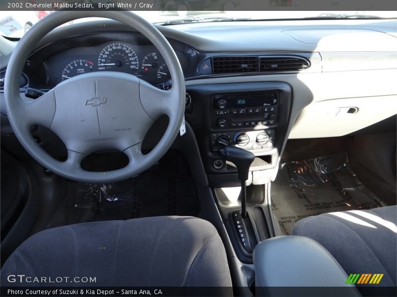 Bright White / Gray 2002 Chevrolet Malibu Sedan