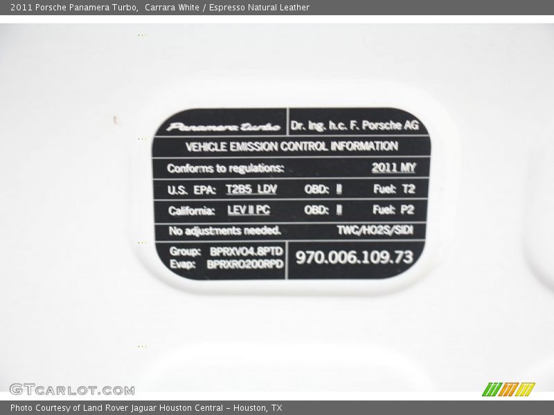Carrara White / Espresso Natural Leather 2011 Porsche Panamera Turbo