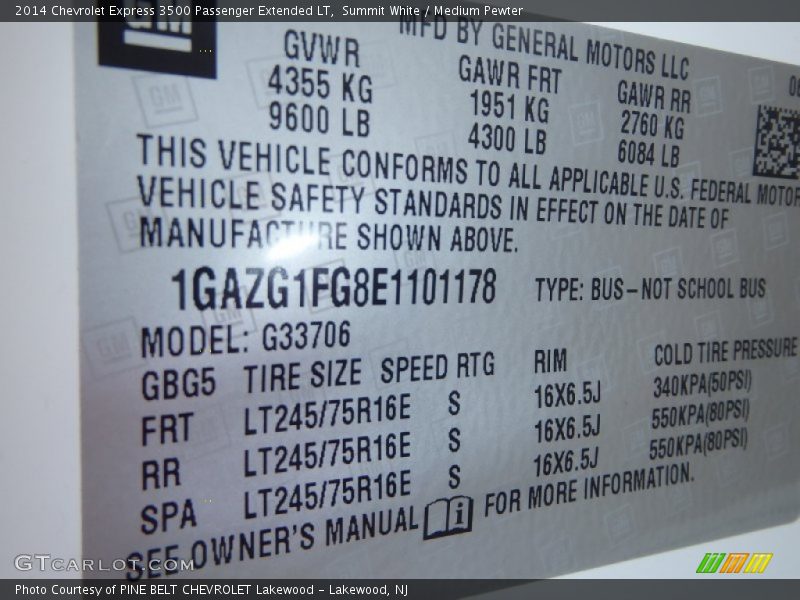 Summit White / Medium Pewter 2014 Chevrolet Express 3500 Passenger Extended LT