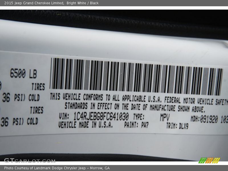 Bright White / Black 2015 Jeep Grand Cherokee Limited