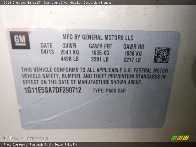 Champagne Silver Metallic / Cocoa/Light Neutral 2013 Chevrolet Malibu LT