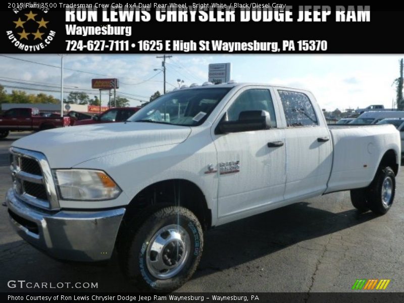 Bright White / Black/Diesel Gray 2015 Ram 3500 Tradesman Crew Cab 4x4 Dual Rear Wheel