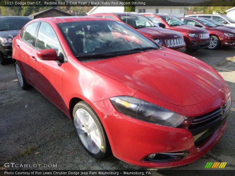 Redline Red 2 Coat Pearl / Black/Ruby Red Accent Stitching 2015 Dodge Dart GT