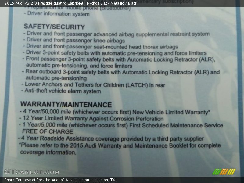 Mythos Black Metallic / Black 2015 Audi A3 2.0 Prestige quattro Cabriolet