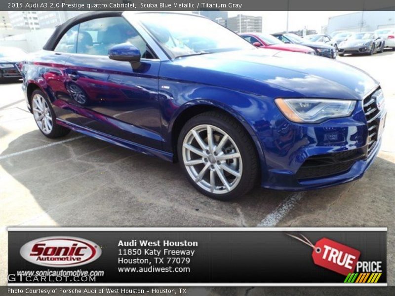 Scuba Blue Metallic / Titanium Gray 2015 Audi A3 2.0 Prestige quattro Cabriolet