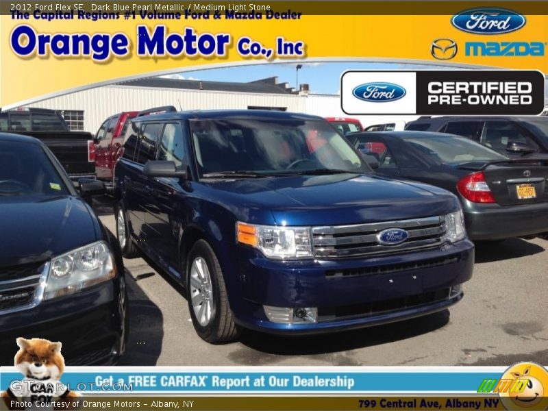 Dark Blue Pearl Metallic / Medium Light Stone 2012 Ford Flex SE