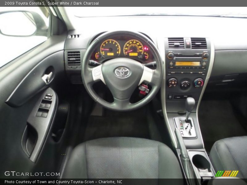 Super White / Dark Charcoal 2009 Toyota Corolla S