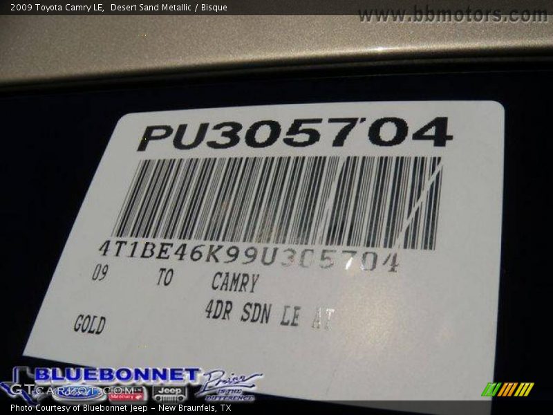 Desert Sand Metallic / Bisque 2009 Toyota Camry LE