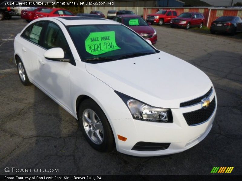 Summit White / Jet Black/Sport Red 2014 Chevrolet Cruze LT