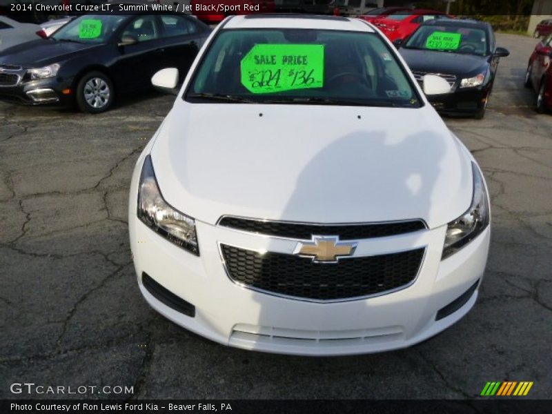 Summit White / Jet Black/Sport Red 2014 Chevrolet Cruze LT
