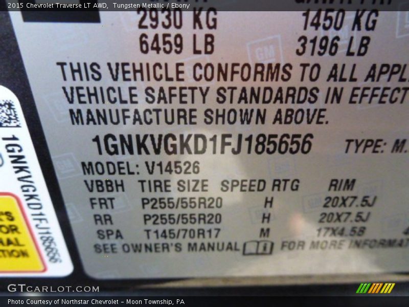 Tungsten Metallic / Ebony 2015 Chevrolet Traverse LT AWD