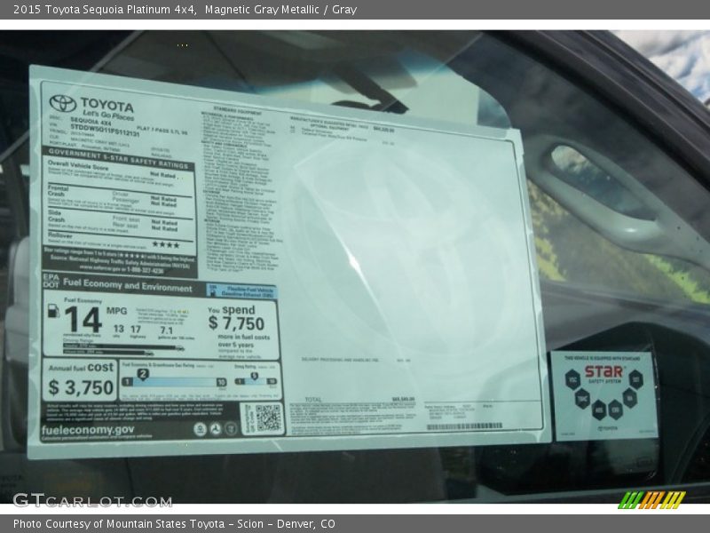  2015 Sequoia Platinum 4x4 Window Sticker