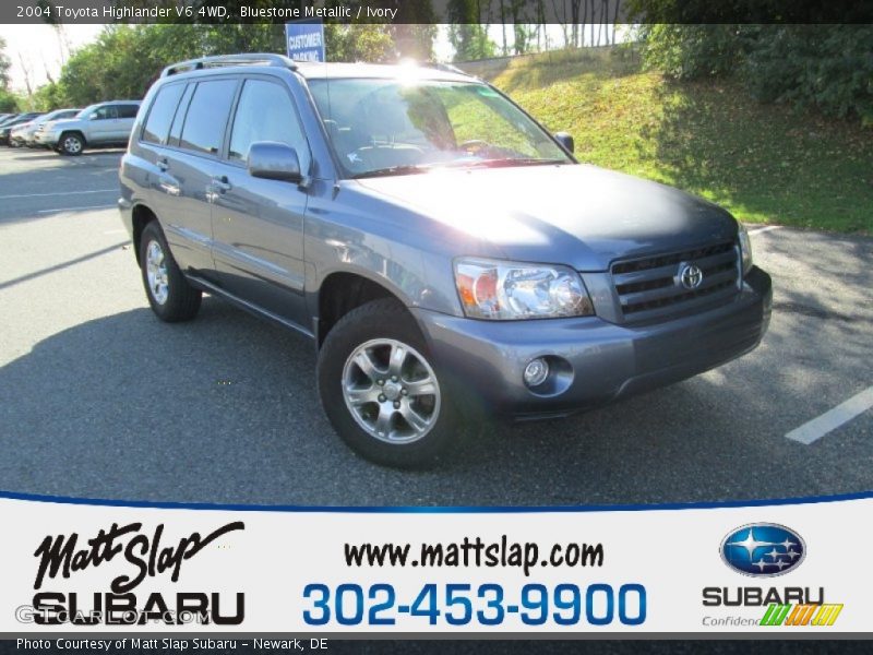 Bluestone Metallic / Ivory 2004 Toyota Highlander V6 4WD
