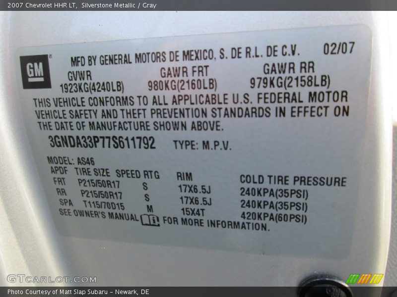 Silverstone Metallic / Gray 2007 Chevrolet HHR LT
