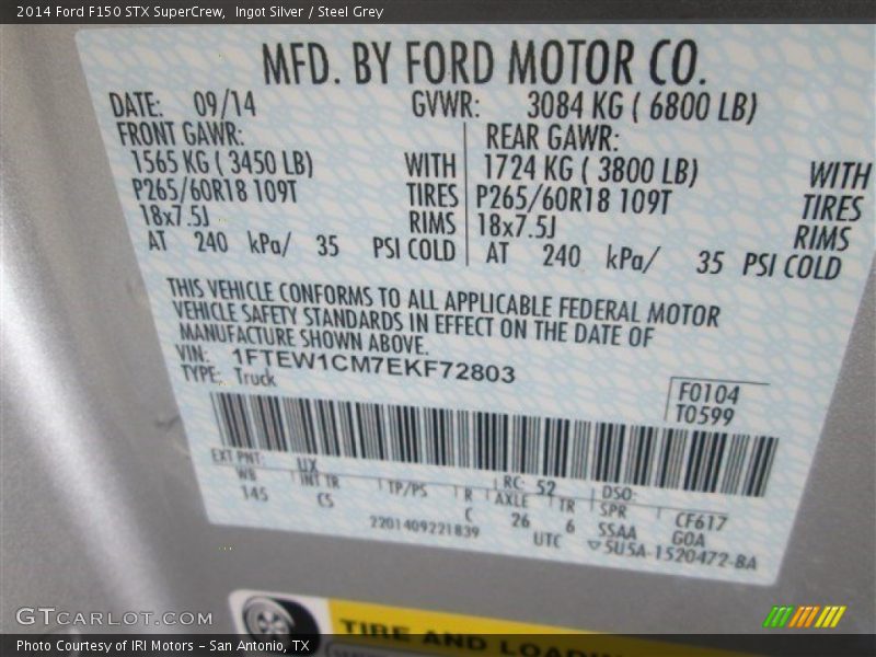 Ingot Silver / Steel Grey 2014 Ford F150 STX SuperCrew