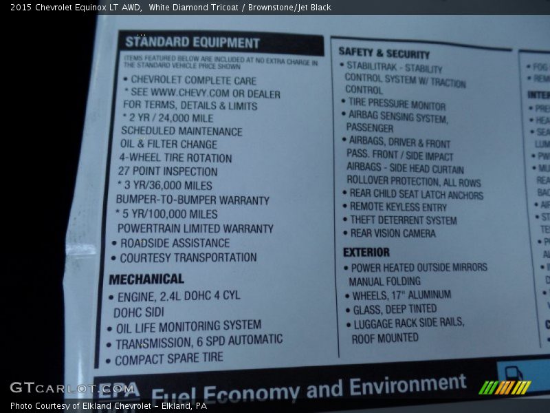 White Diamond Tricoat / Brownstone/Jet Black 2015 Chevrolet Equinox LT AWD