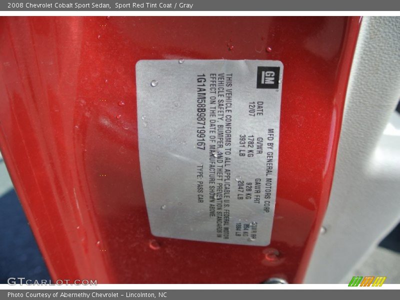 Sport Red Tint Coat / Gray 2008 Chevrolet Cobalt Sport Sedan