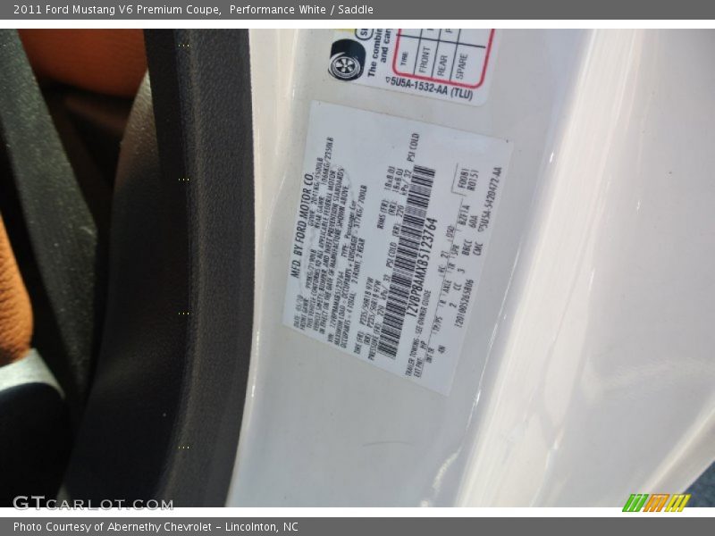 Performance White / Saddle 2011 Ford Mustang V6 Premium Coupe