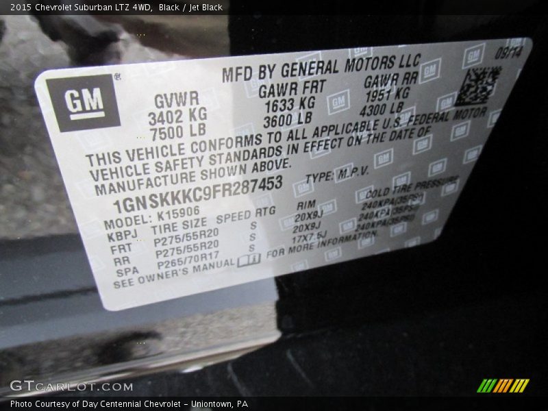 Black / Jet Black 2015 Chevrolet Suburban LTZ 4WD