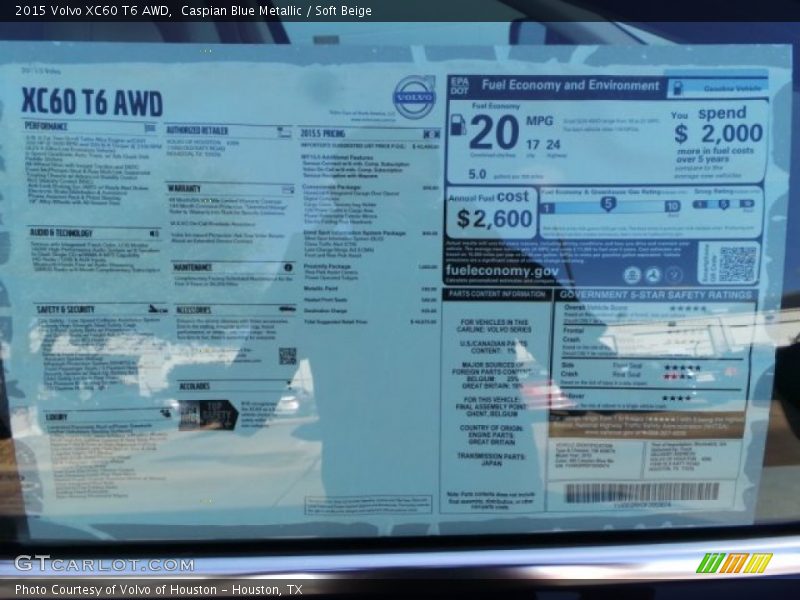 Caspian Blue Metallic / Soft Beige 2015 Volvo XC60 T6 AWD