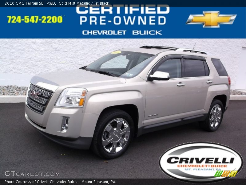 Gold Mist Metallic / Jet Black 2010 GMC Terrain SLT AWD