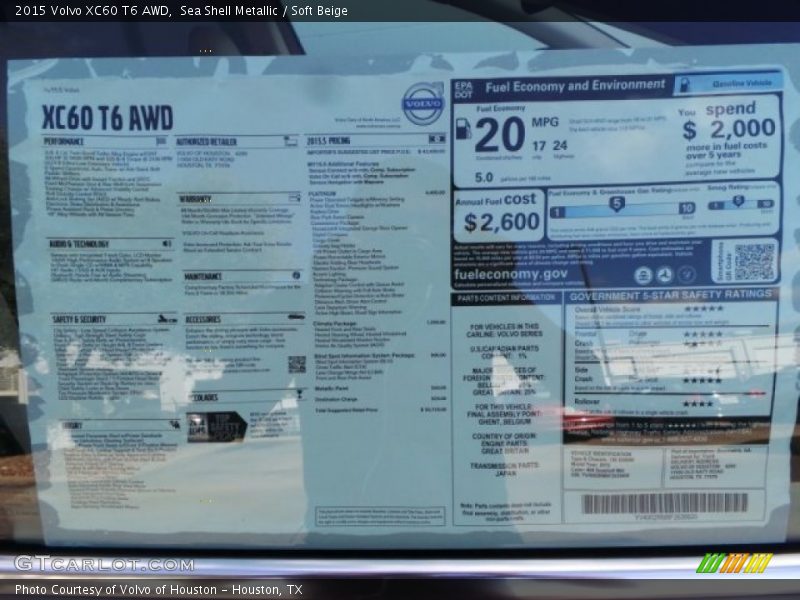 Sea Shell Metallic / Soft Beige 2015 Volvo XC60 T6 AWD