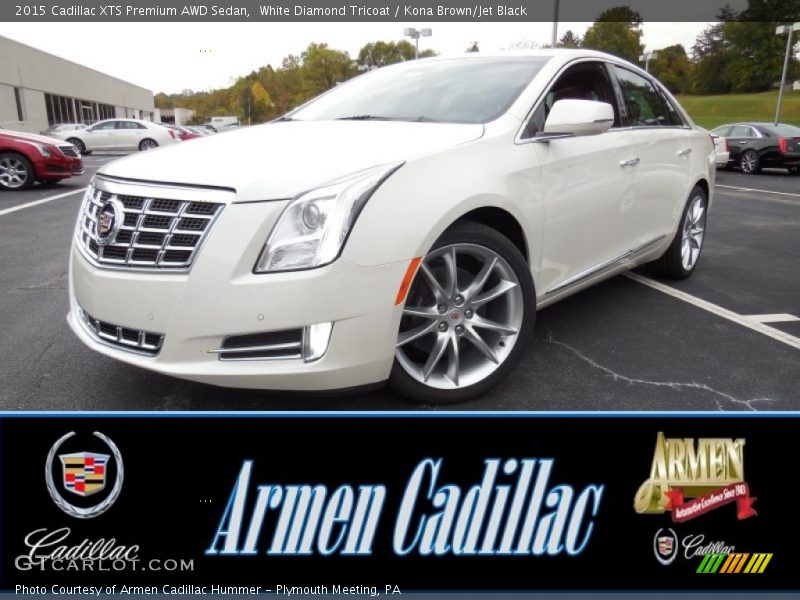 White Diamond Tricoat / Kona Brown/Jet Black 2015 Cadillac XTS Premium AWD Sedan