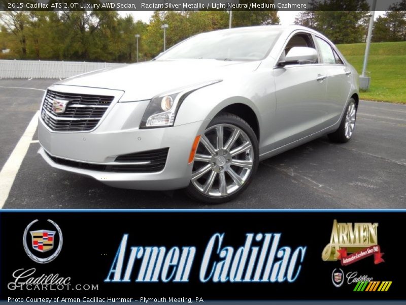 Radiant Silver Metallic / Light Neutral/Medium Cashmere 2015 Cadillac ATS 2.0T Luxury AWD Sedan