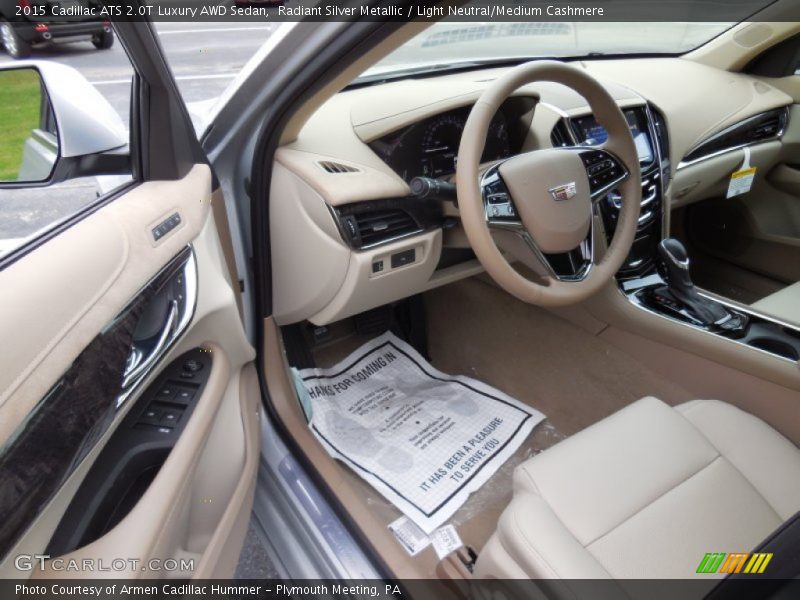 Radiant Silver Metallic / Light Neutral/Medium Cashmere 2015 Cadillac ATS 2.0T Luxury AWD Sedan