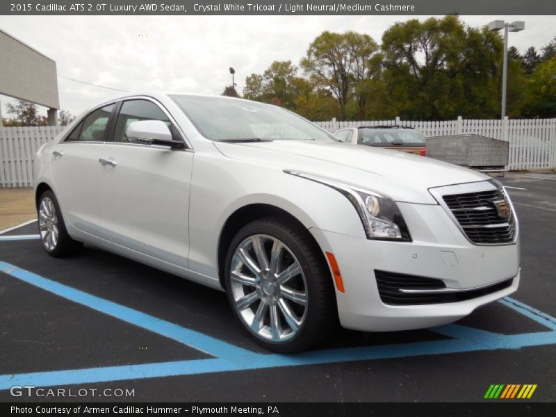 Crystal White Tricoat / Light Neutral/Medium Cashmere 2015 Cadillac ATS 2.0T Luxury AWD Sedan