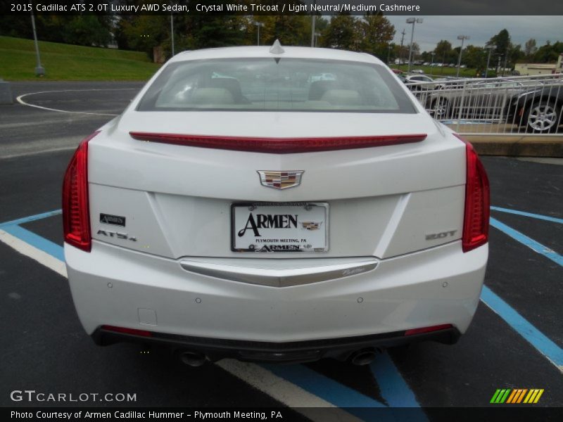 Crystal White Tricoat / Light Neutral/Medium Cashmere 2015 Cadillac ATS 2.0T Luxury AWD Sedan
