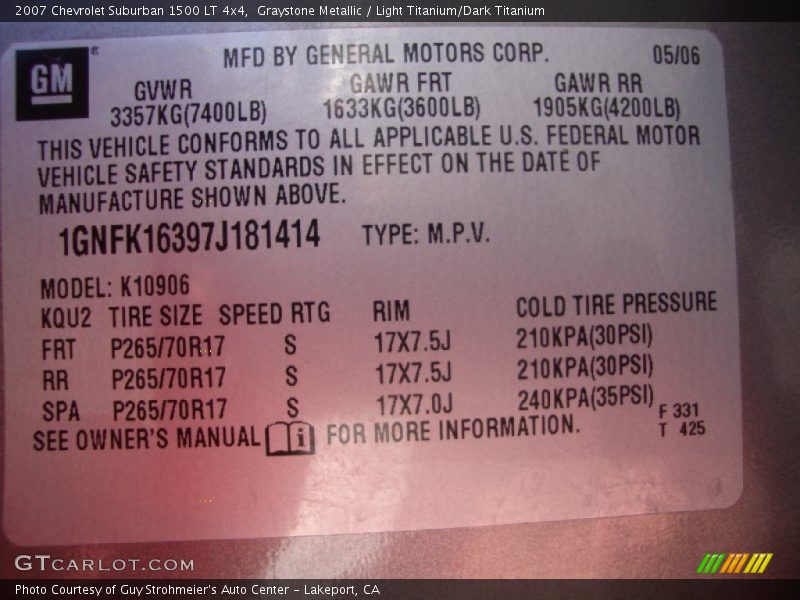 Graystone Metallic / Light Titanium/Dark Titanium 2007 Chevrolet Suburban 1500 LT 4x4