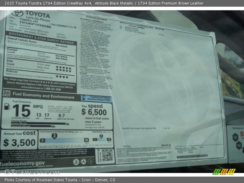 Attitude Black Metallic / 1794 Edition Premium Brown Leather 2015 Toyota Tundra 1794 Edition CrewMax 4x4