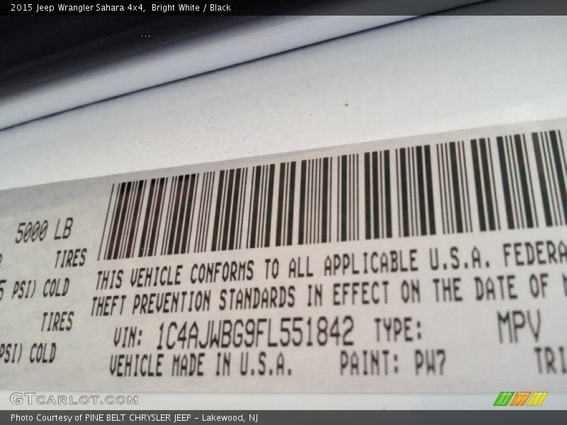 Bright White / Black 2015 Jeep Wrangler Sahara 4x4