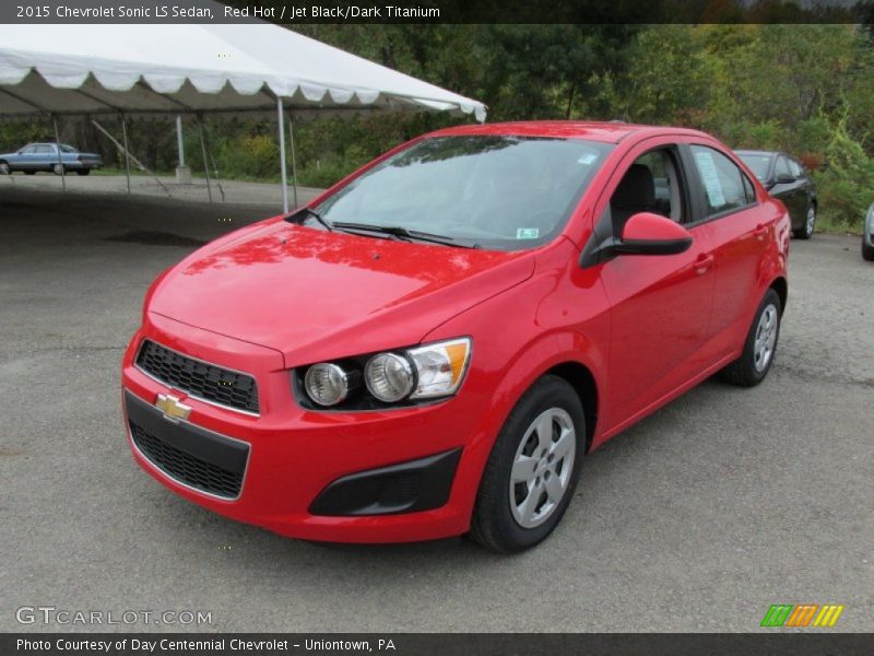 Red Hot / Jet Black/Dark Titanium 2015 Chevrolet Sonic LS Sedan