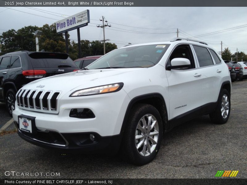Bright White / Black/Light Frost Beige 2015 Jeep Cherokee Limited 4x4