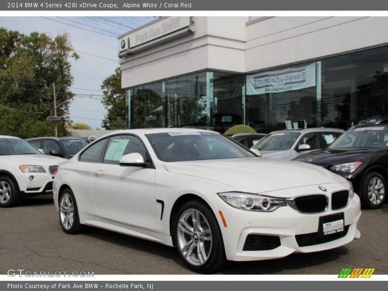 Alpine White / Coral Red 2014 BMW 4 Series 428i xDrive Coupe