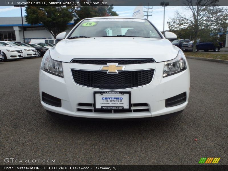 Summit White / Jet Black/Sport Red 2014 Chevrolet Cruze LT