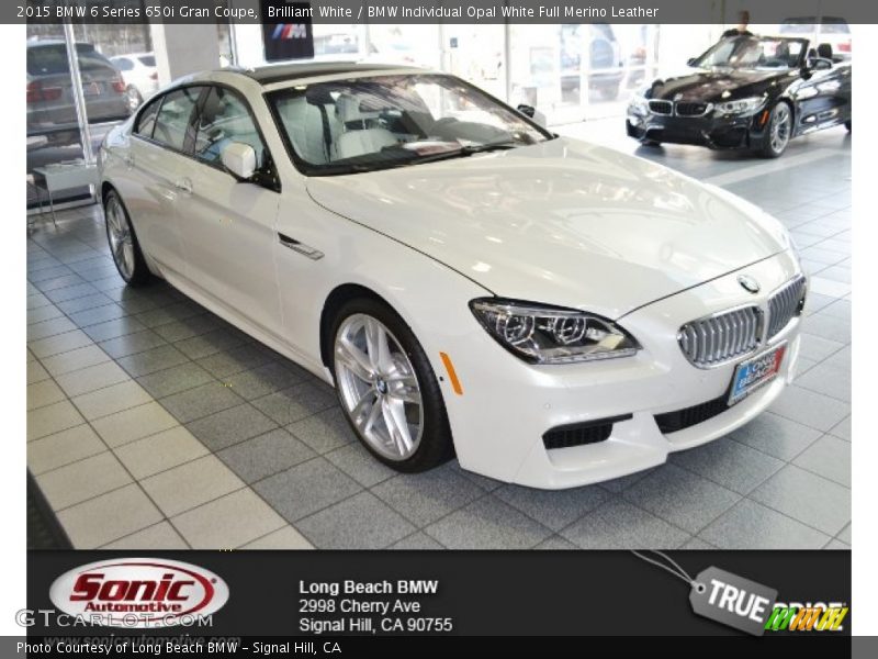 Brilliant White / BMW Individual Opal White Full Merino Leather 2015 BMW 6 Series 650i Gran Coupe