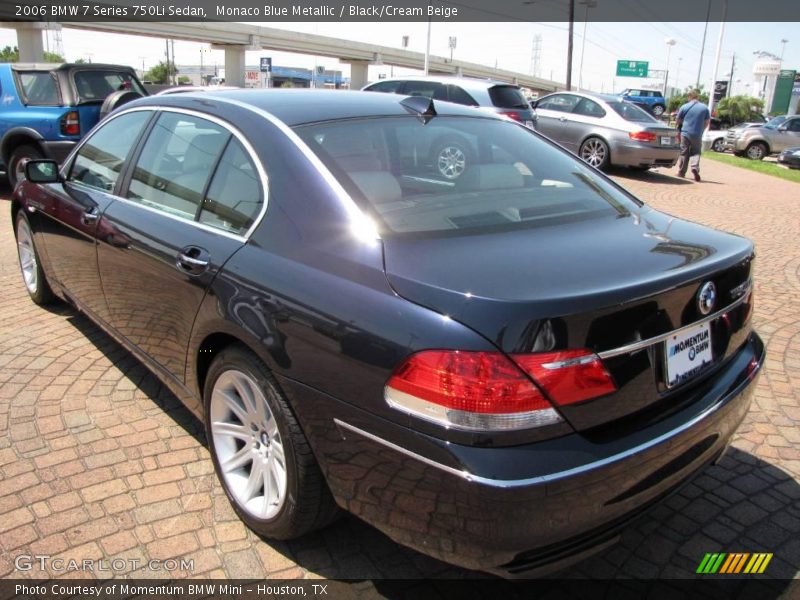 Monaco Blue Metallic / Black/Cream Beige 2006 BMW 7 Series 750Li Sedan