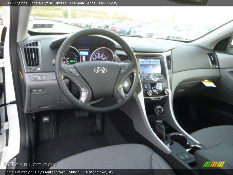 Diamond White Pearl / Gray 2015 Hyundai Sonata Hybrid Limited