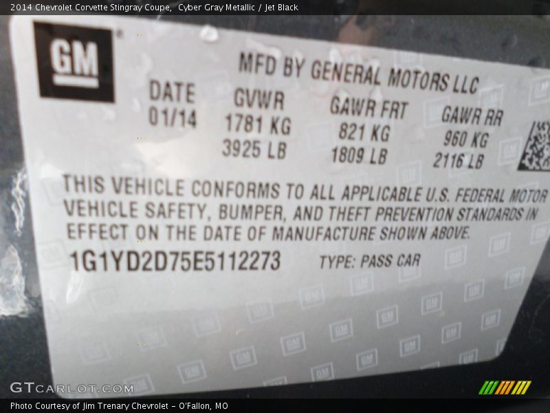 Cyber Gray Metallic / Jet Black 2014 Chevrolet Corvette Stingray Coupe