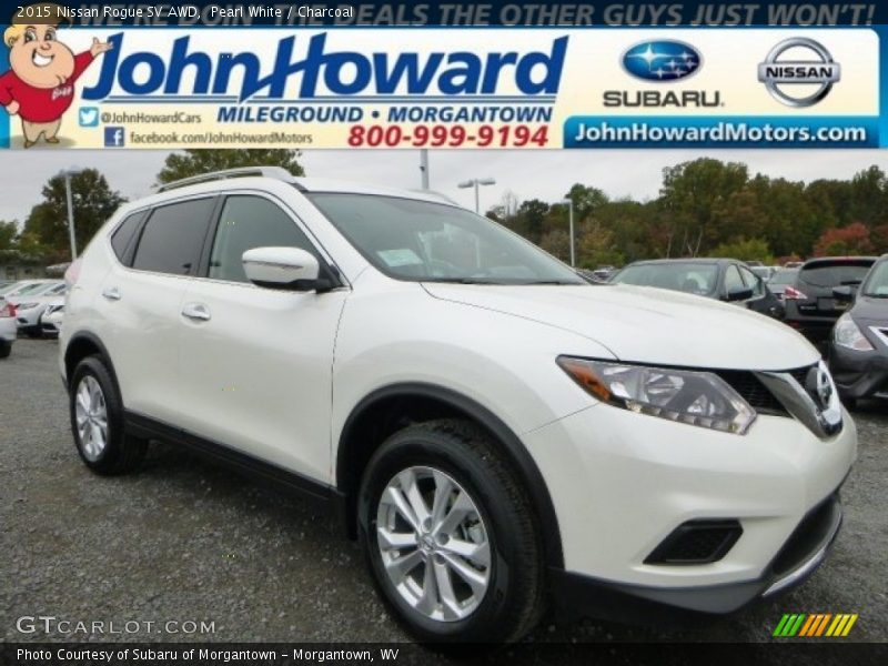 Pearl White / Charcoal 2015 Nissan Rogue SV AWD