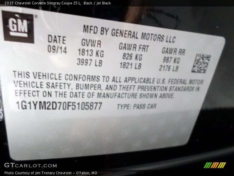 Black / Jet Black 2015 Chevrolet Corvette Stingray Coupe Z51