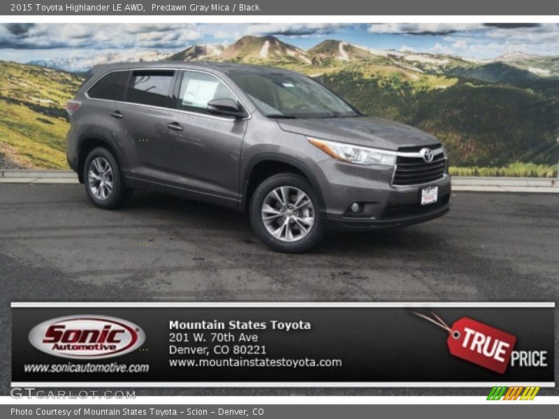 Predawn Gray Mica / Black 2015 Toyota Highlander LE AWD