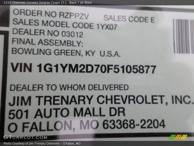 Black / Jet Black 2015 Chevrolet Corvette Stingray Coupe Z51