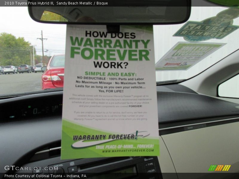 Sandy Beach Metallic / Bisque 2010 Toyota Prius Hybrid III