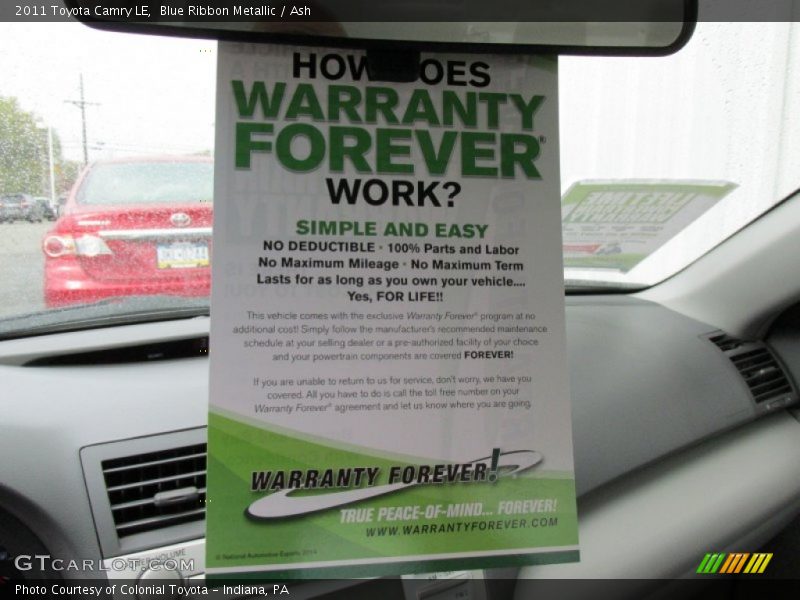 Blue Ribbon Metallic / Ash 2011 Toyota Camry LE
