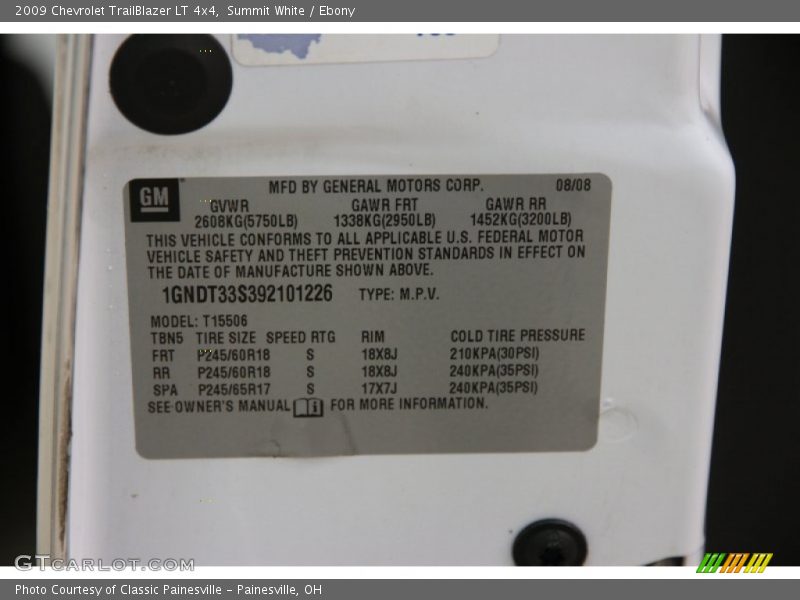 Summit White / Ebony 2009 Chevrolet TrailBlazer LT 4x4